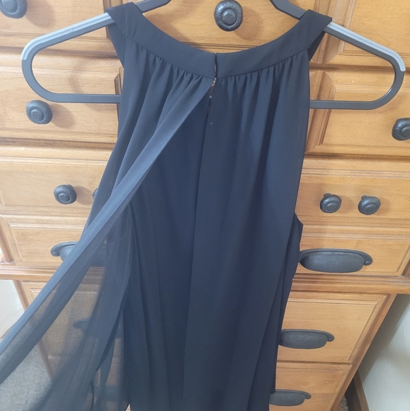 Jessica Howard Black Halter Keyhole Formal Dress with Sheer Cape Size 14 - Picture 4 of 8